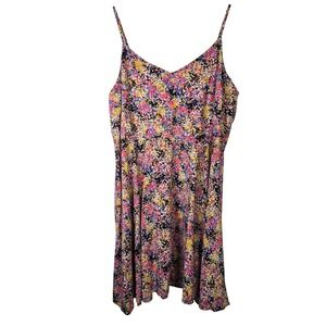 GAP Womens‎ Plus Size XXL Multi Floral Print Spaghetti Strap Smocked Midi Dress